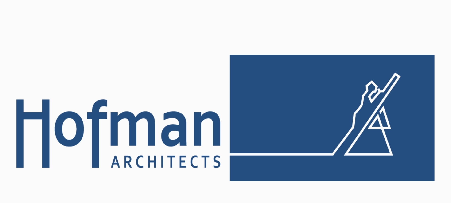 Hofman Architects logo, 2013 to 2026 — framed navy logo